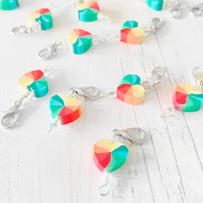 Rainbow Heart Stitch Marker - Precious Knits Shop